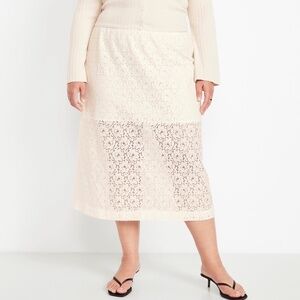 Old Navy High-Waisted Lace Boho Romantic Feminine Off White Midi Skirt Size XXL